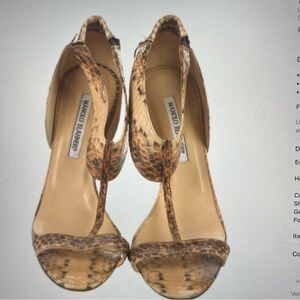 Manolo Blahnik t strap high heel sandals 38